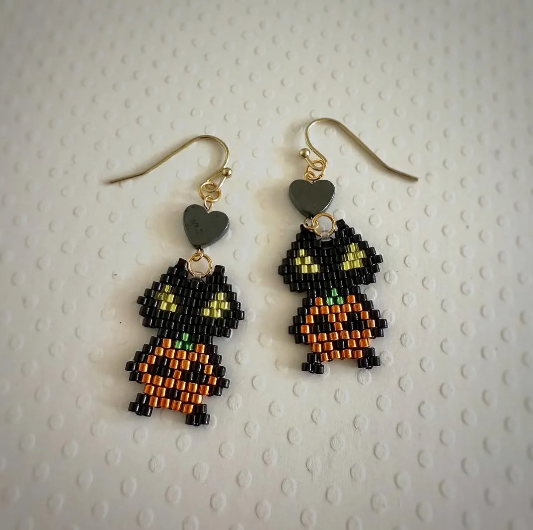 Miyuki Boncuk Cadılar Bayramı Temalı Küpe - El Emeği Tasarım