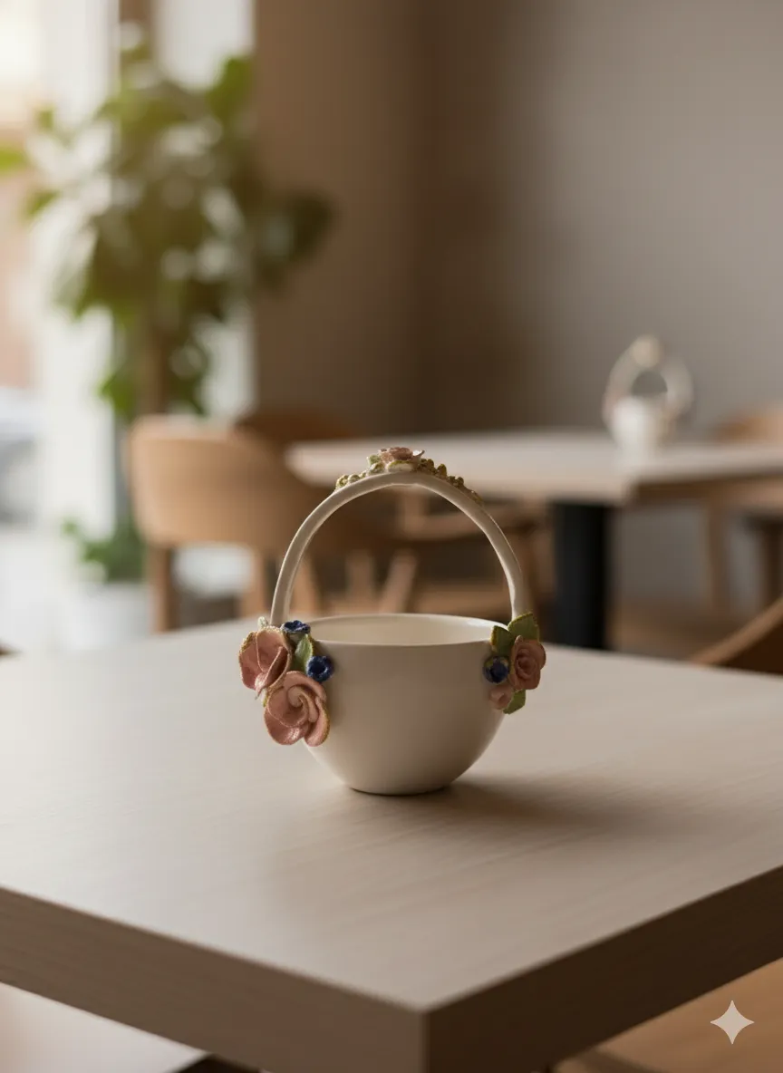 Çiçek Bahçesi-El Yapımı Seramik Şekerlik