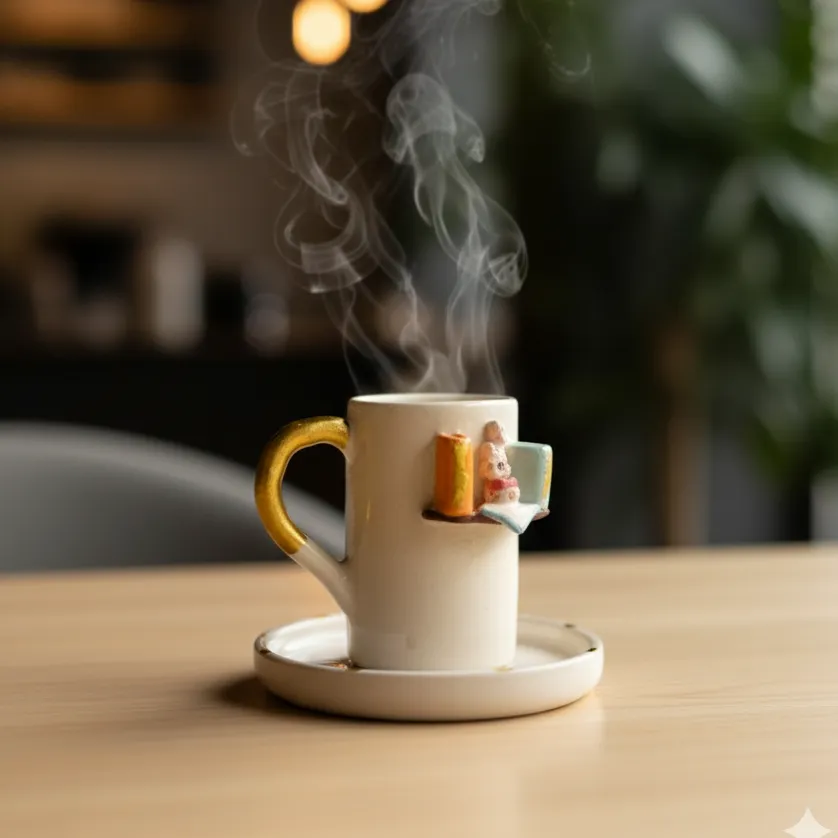 Kitap Aşığı-El Yapımı Seramik Kupa