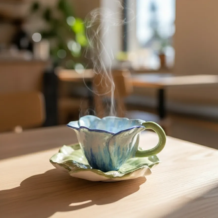 Zambak Form-El Yapımı Seramik Fincan Takımı