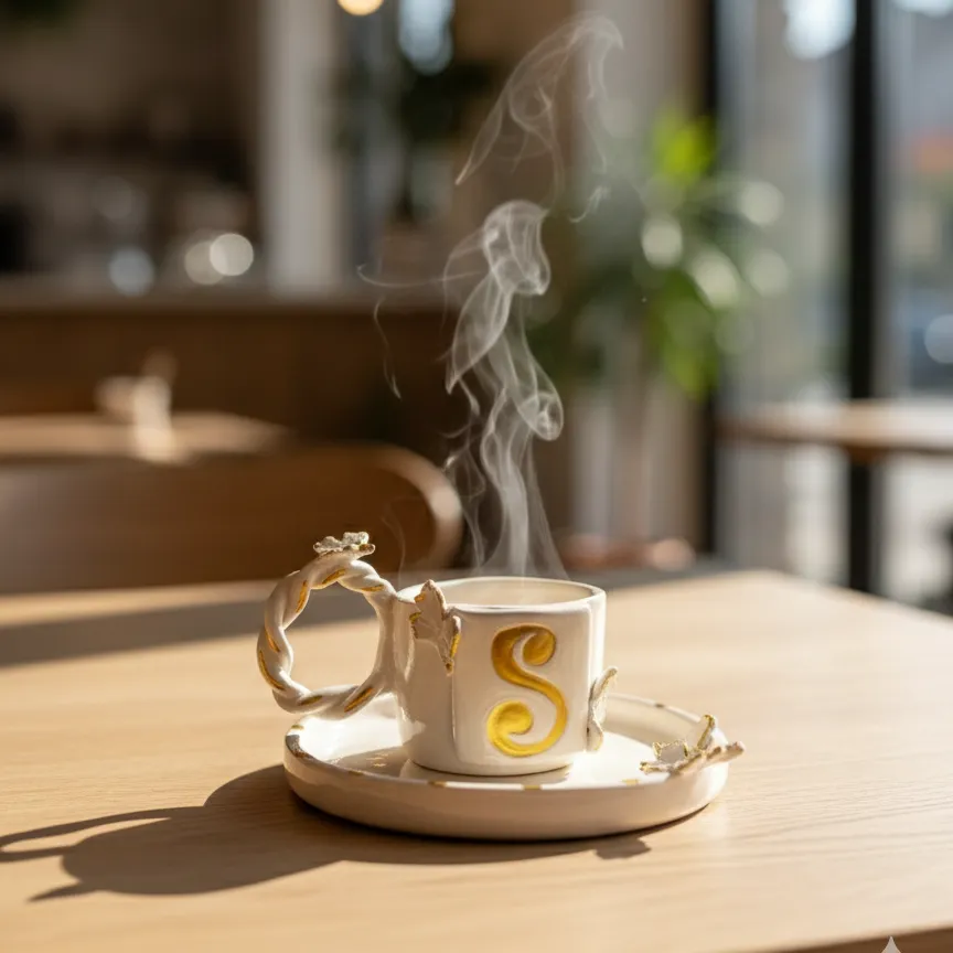 Kişiselleştirilebilir Harfli El Yapımı Fincan Takımı