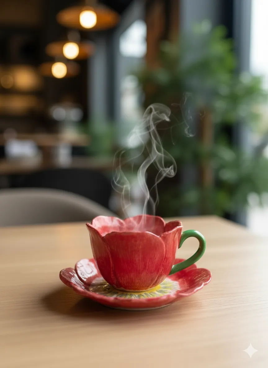 Gelincik-El Yapımı Seramik Fincan