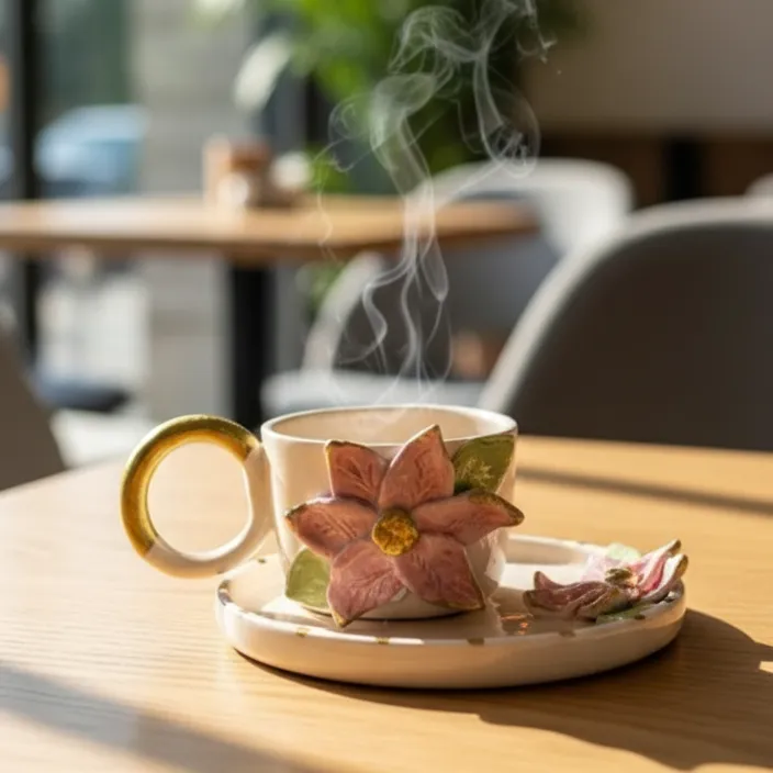 Bloom-El Yapımı Çiçekli Fincan Takımı