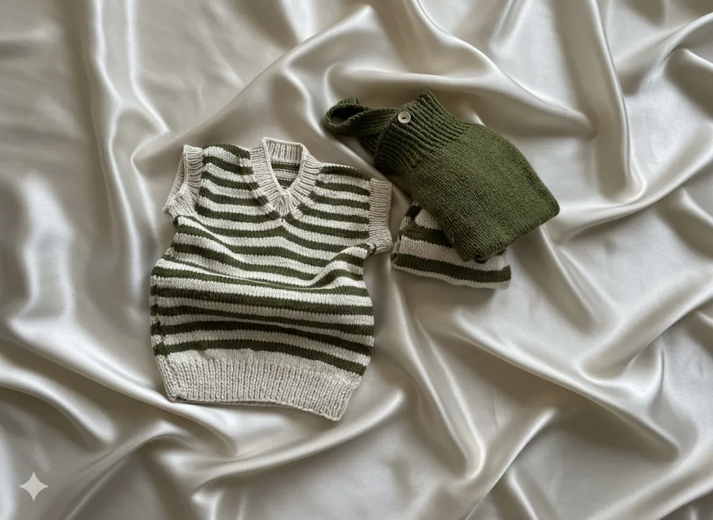 Yeşil Örgü Bebek Tulum ve Hırka Takımı - 2-3 Yaş