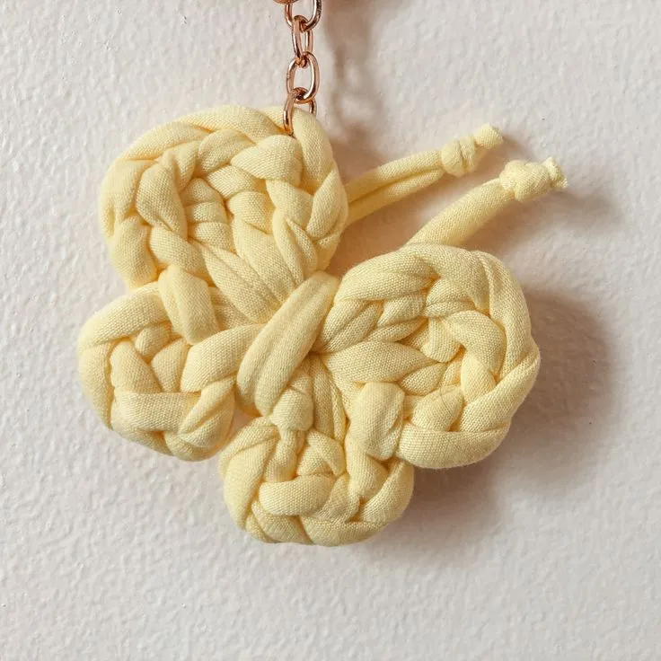 Örme Kelebek Anahtarlık - Karışık Renkli, Penye İpten, 10 Adet