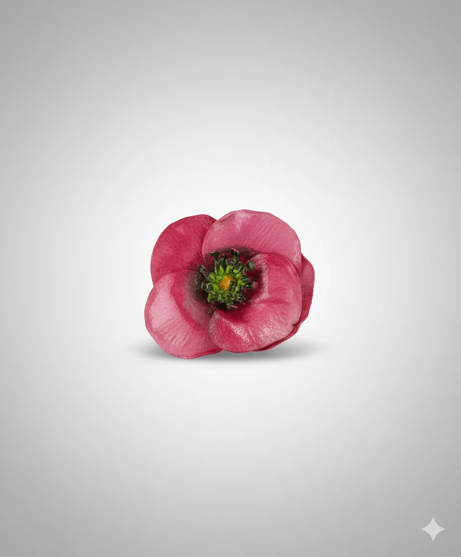 El Yapımı Soğuk Seramik Fuşya Açmış Gelincik Broş – Özel Tasarım