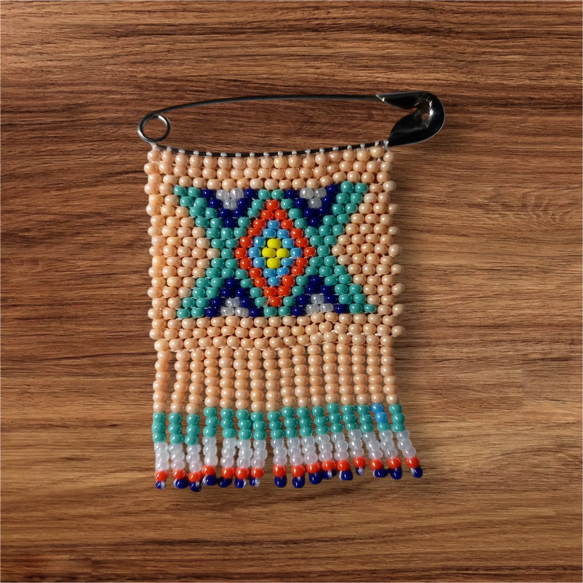 Miyuki Boncuk Dokuma Broş İğne - Etnik Desenli El Emeği