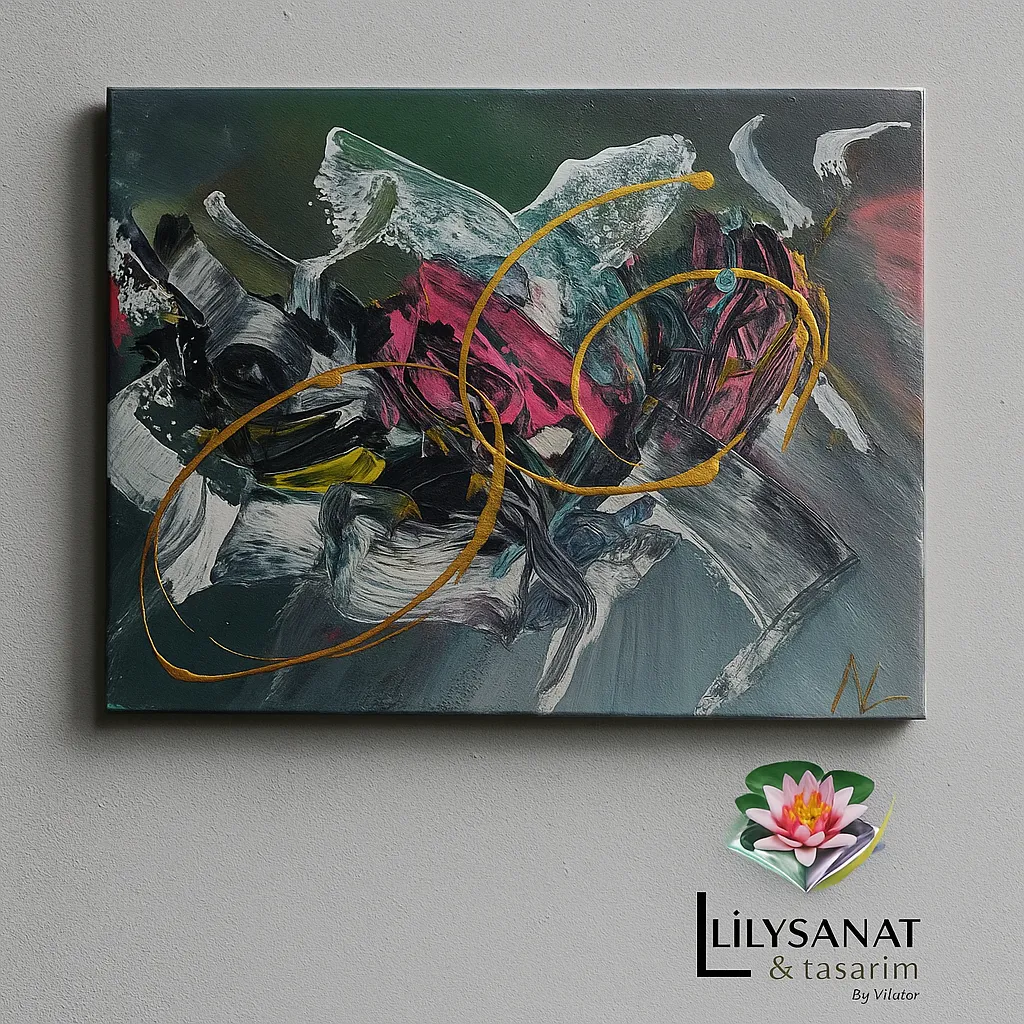 Renkli Soyut Kanvas Tablo - Modern Sanat, 35x50 cm - El Yapımı