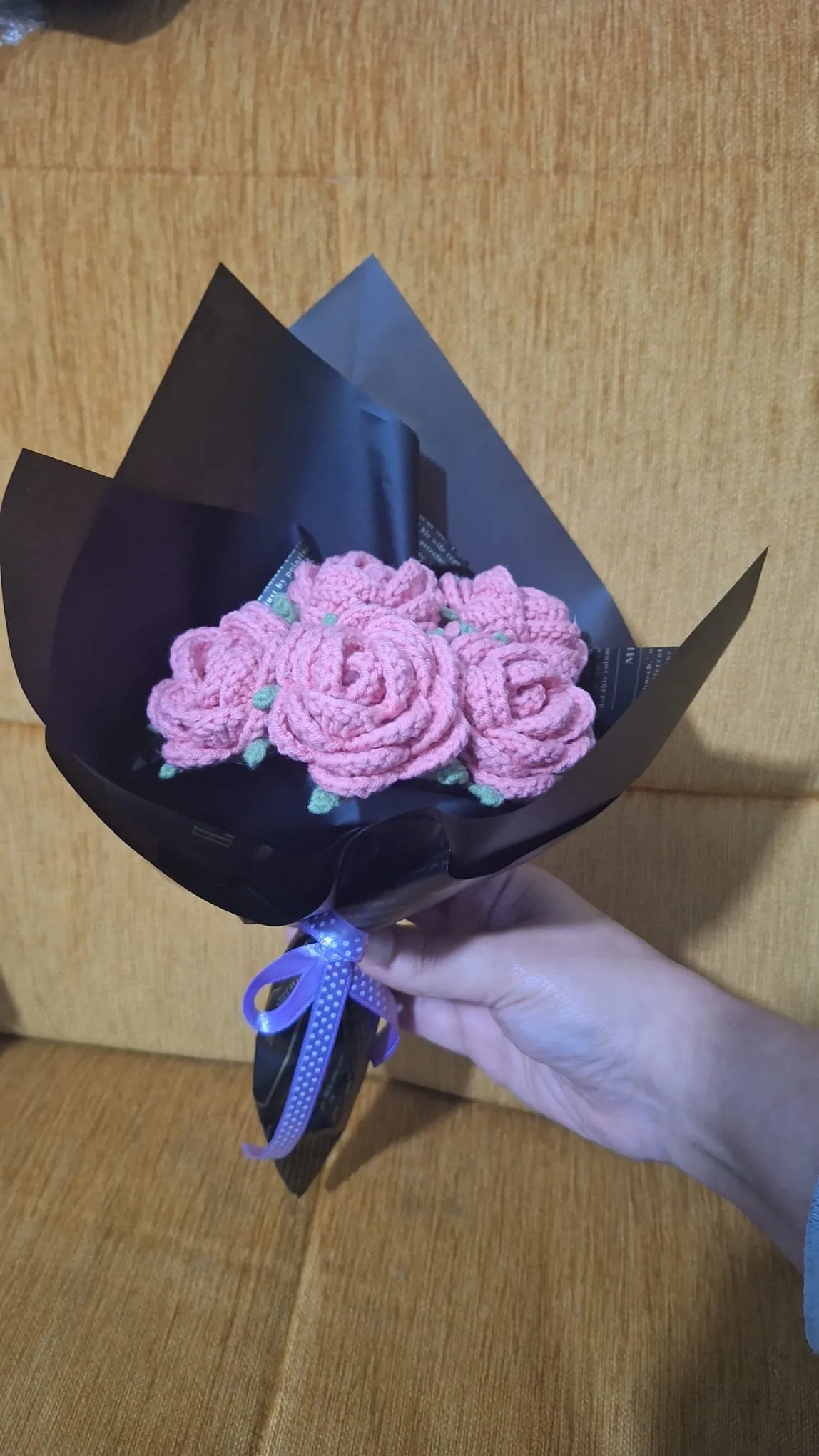 Pembe Örgü Gül Buketi - Amigurumi Sanatı ile El Yapımı