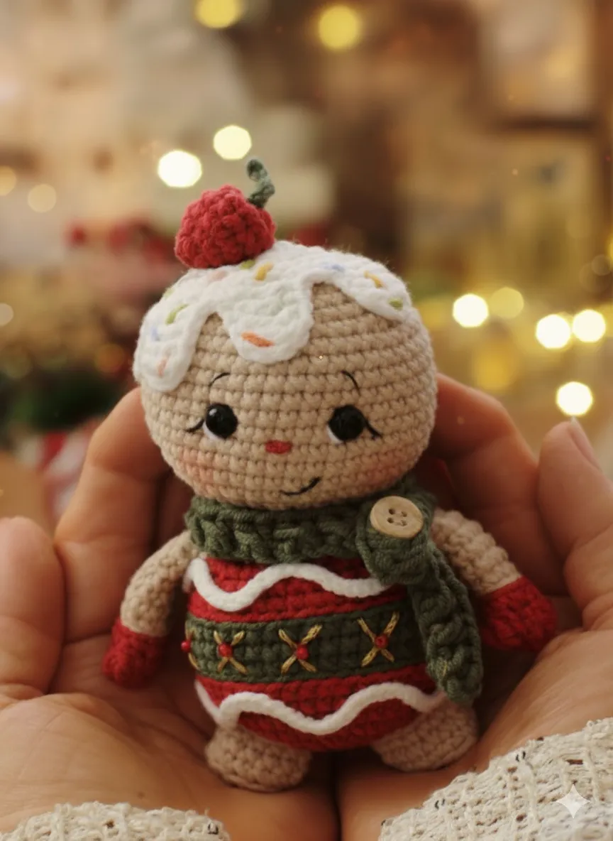 Amigurumi Kurabiye Adam - 15 cm Boyunda Yeni Yıl Hediyesi