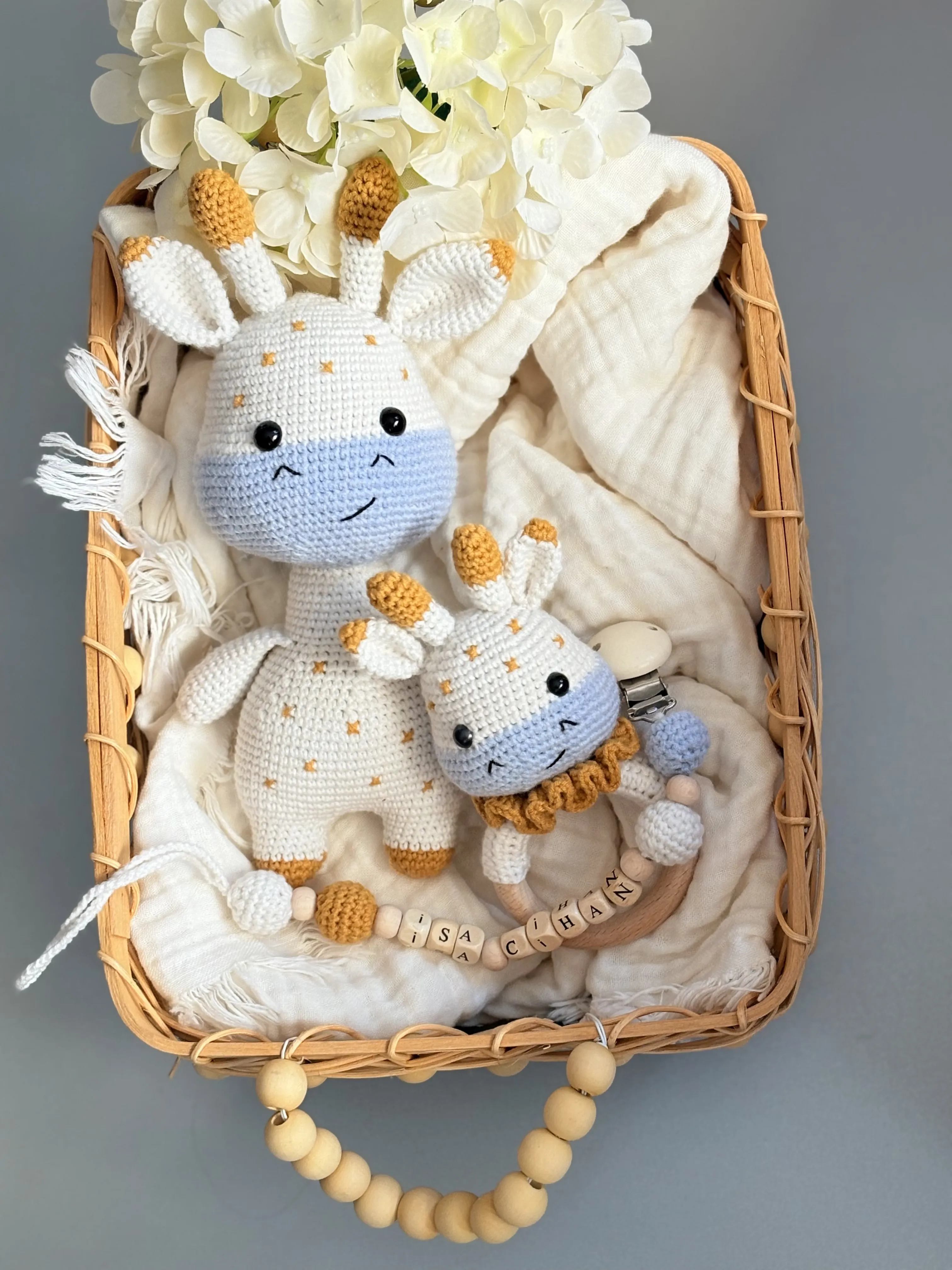 Amigurumi Zürafa Oyuncak Seti - El Yapımı Bebek Hediyesi (3'lü)