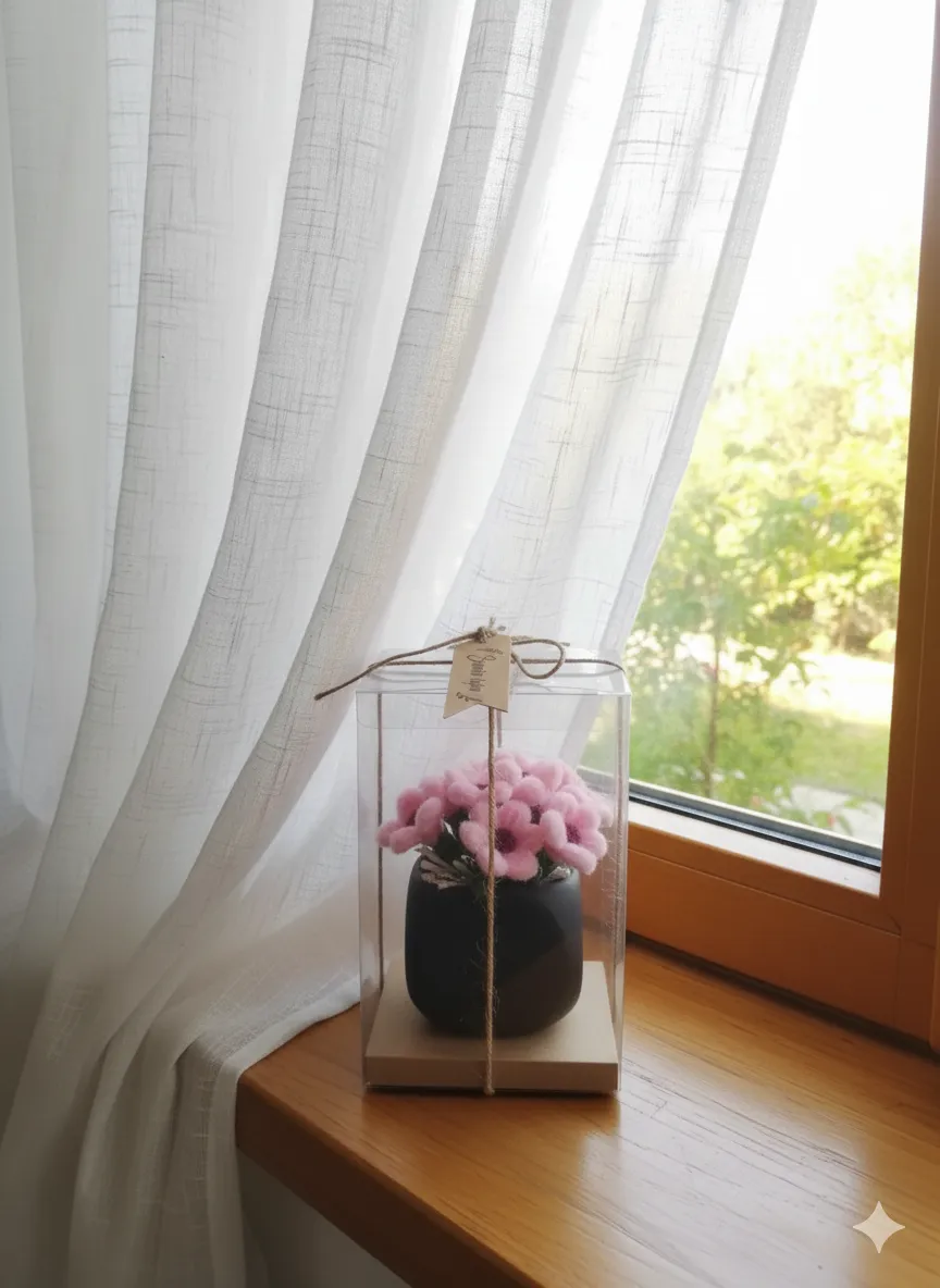 Pembe Keçe Çiçek Aranjmanı - Özel Kutulu Gönül Çiçeği Hediye