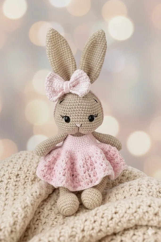 Pembe Elbiseli Amigurumi tavşan