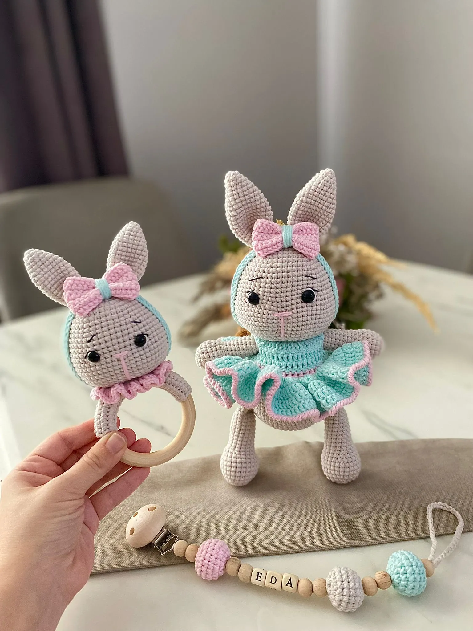 Amigurumi Tombik Balerin Tavşan 3’lü Yeni Doğan Seti