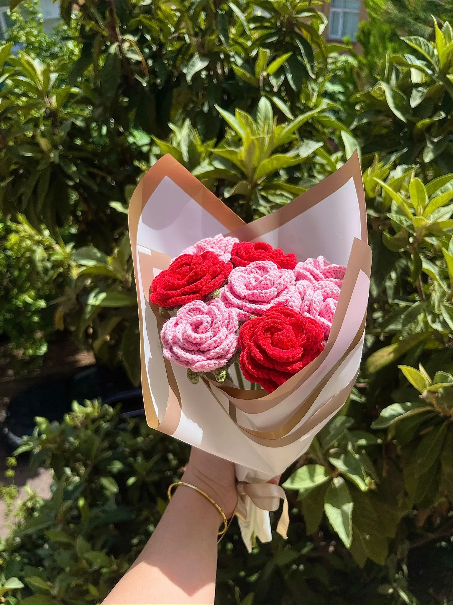 Amigurumi 8’li Kırmızı & Pembe Gül Buketi