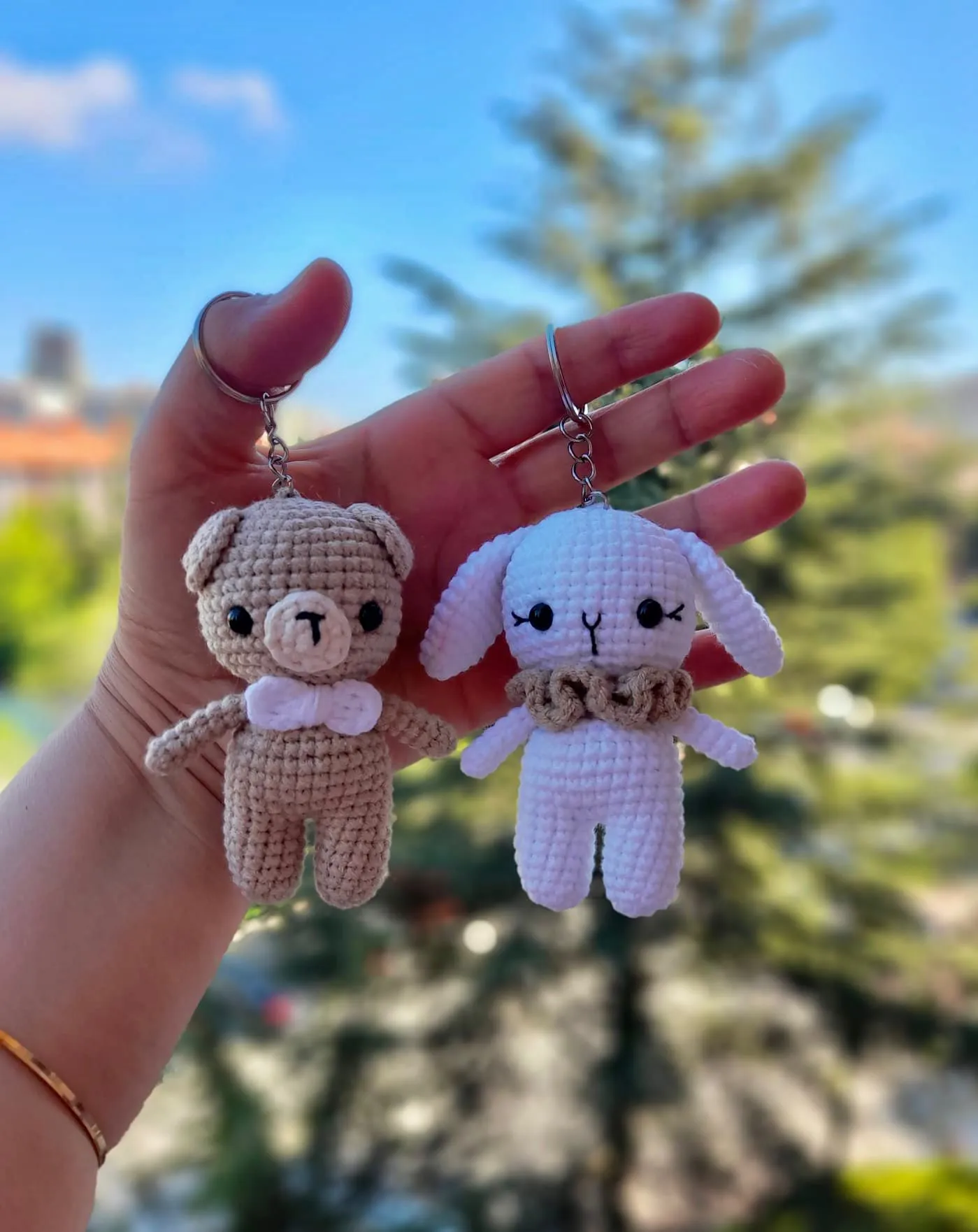 Amigurumi Ayıcık & Tavşan İkili Anahtarlık Seti