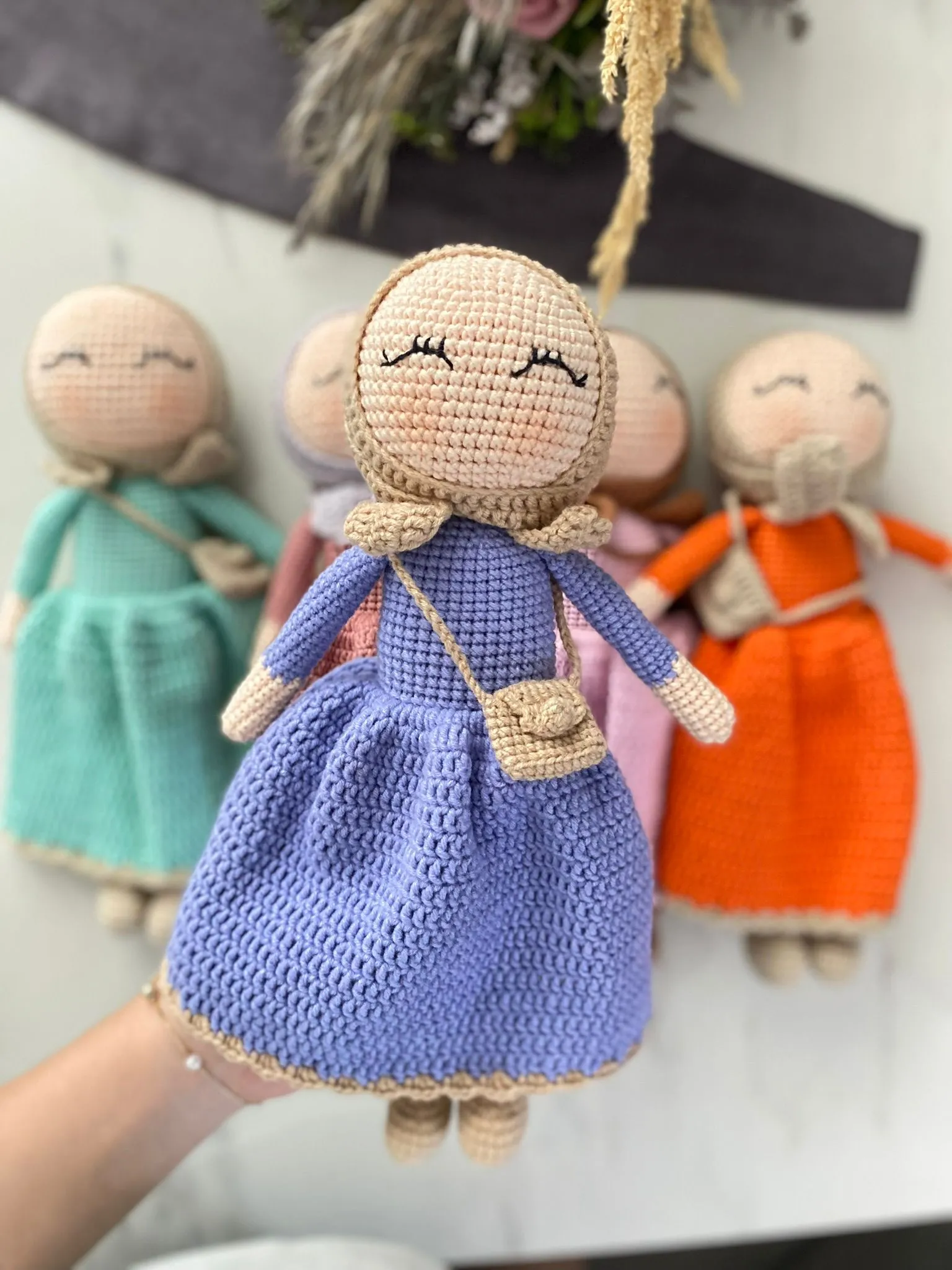 Amigurumi Lila Tesettürlü Kız Bebek