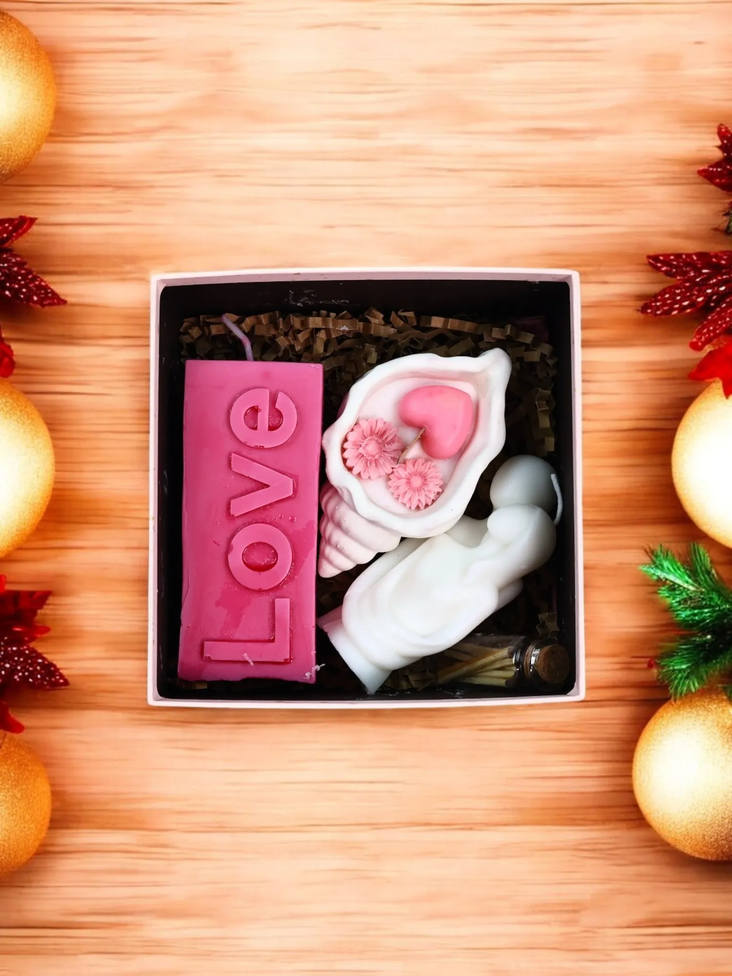 Aşk Temalı Hediye Kutusu - Soyawax Mum Seti ve Dekoratif Kase