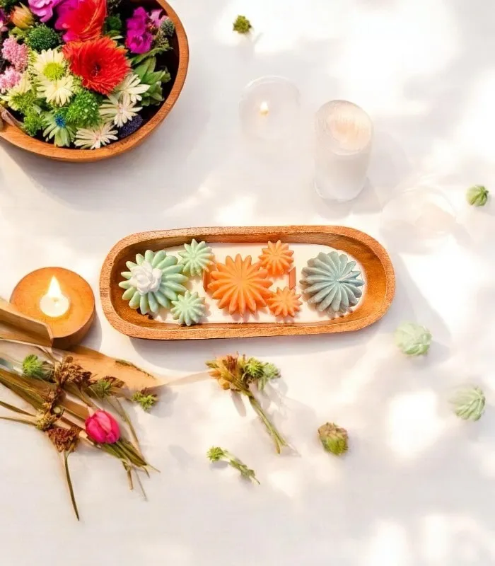 Çöl Çiçekleri Soyawax Doğal Mum - Akasya Kase İçinde Kaktüs Figürlü