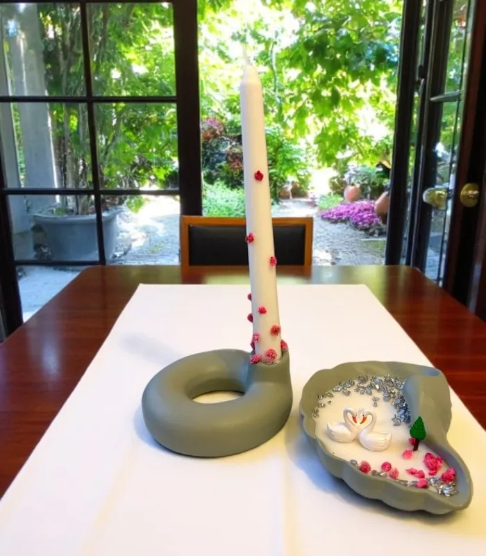 Kuğu Temalı Doğal Soyawax Mum Seti - El Yapımı Dekoratif Mum