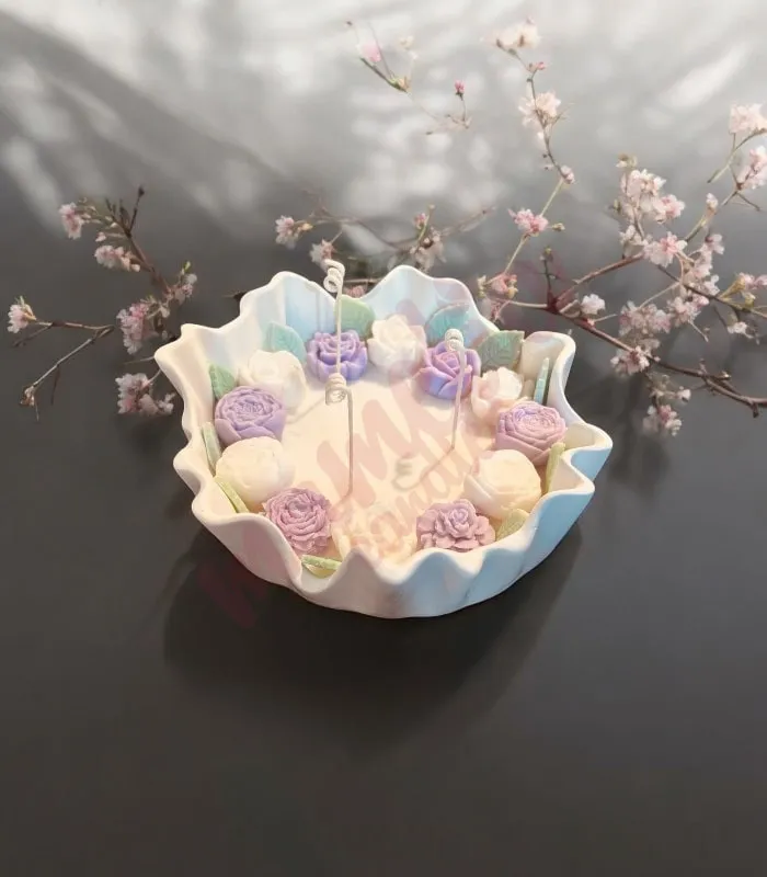 Çiçek Tacı Tasarım Soyawax Mum - El Yapımı Doğal Aromatik Mum