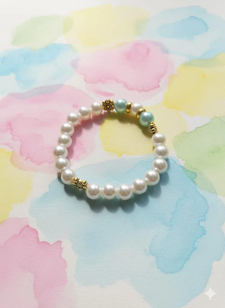 İnci ve Doğal Taşlı Esnek Bileklik - El Yapımı Tasarım