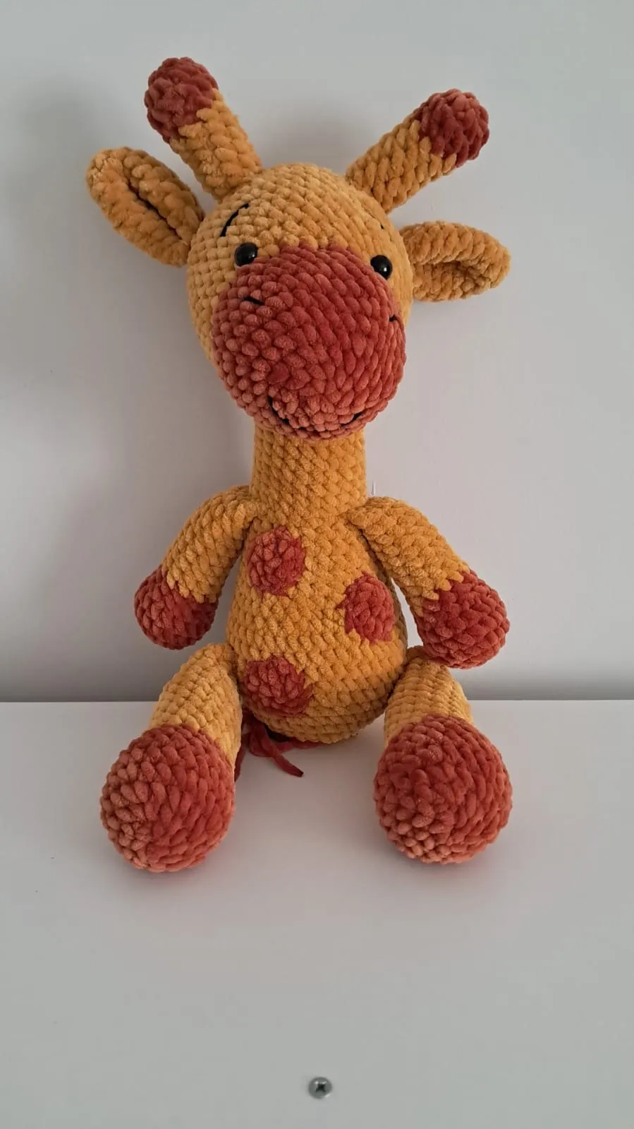 Sarı Zürafa Amigurumi Oyuncak Bebek - Kadife Örgü 40 cm - El Emeği