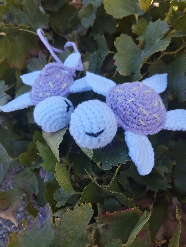 Örgü Oyuncak Kaplumbağa Anahtarlık ve Oto Aksesuar Kombin Seti