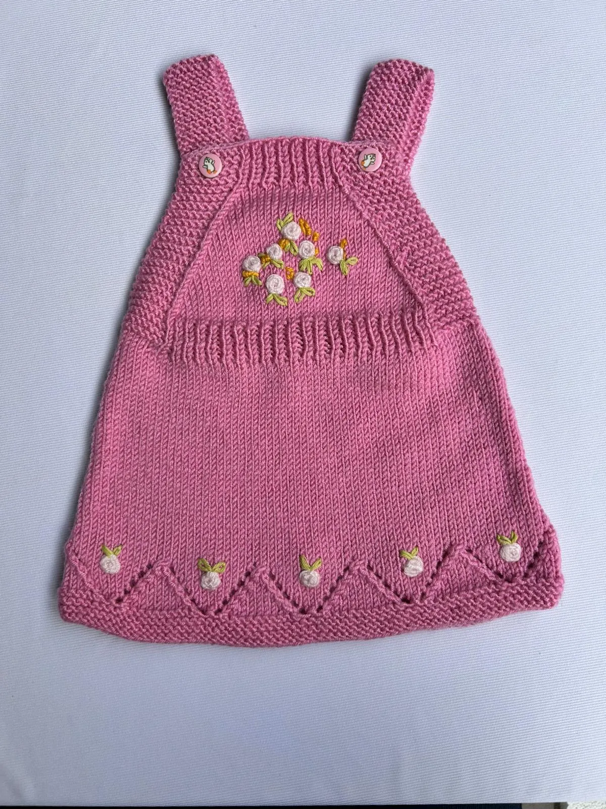 Pembe Kız Bebek Jile Elbise - Nakışlı, El Örgüsü