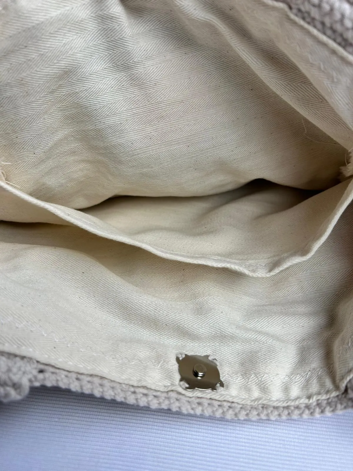 Koton İpten Örgü Çiçek Desenli Kare Motifli Omuz Çantası - El Emeği