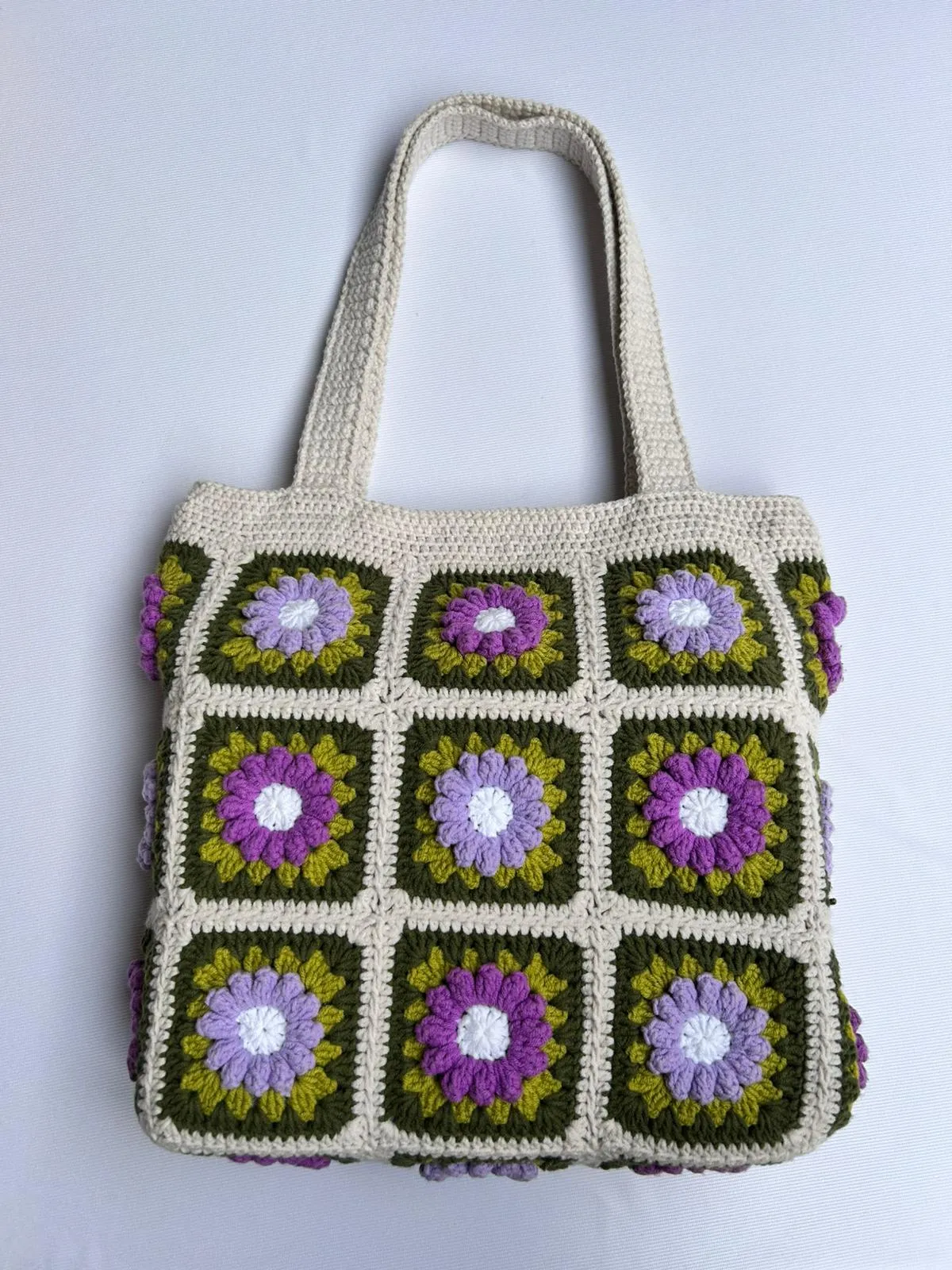 Koton İpten Örgü Çiçek Desenli Omuz Çantası - El Emeği