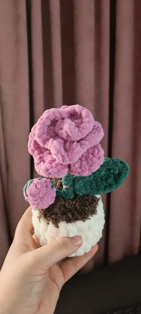 Pembe Örgü Gül Buketi - Dekoratif Solmayan Çiçek Aranjmanı