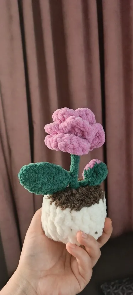 Pembe Örgü Gül Buketi - Dekoratif Solmayan Çiçek Aranjmanı