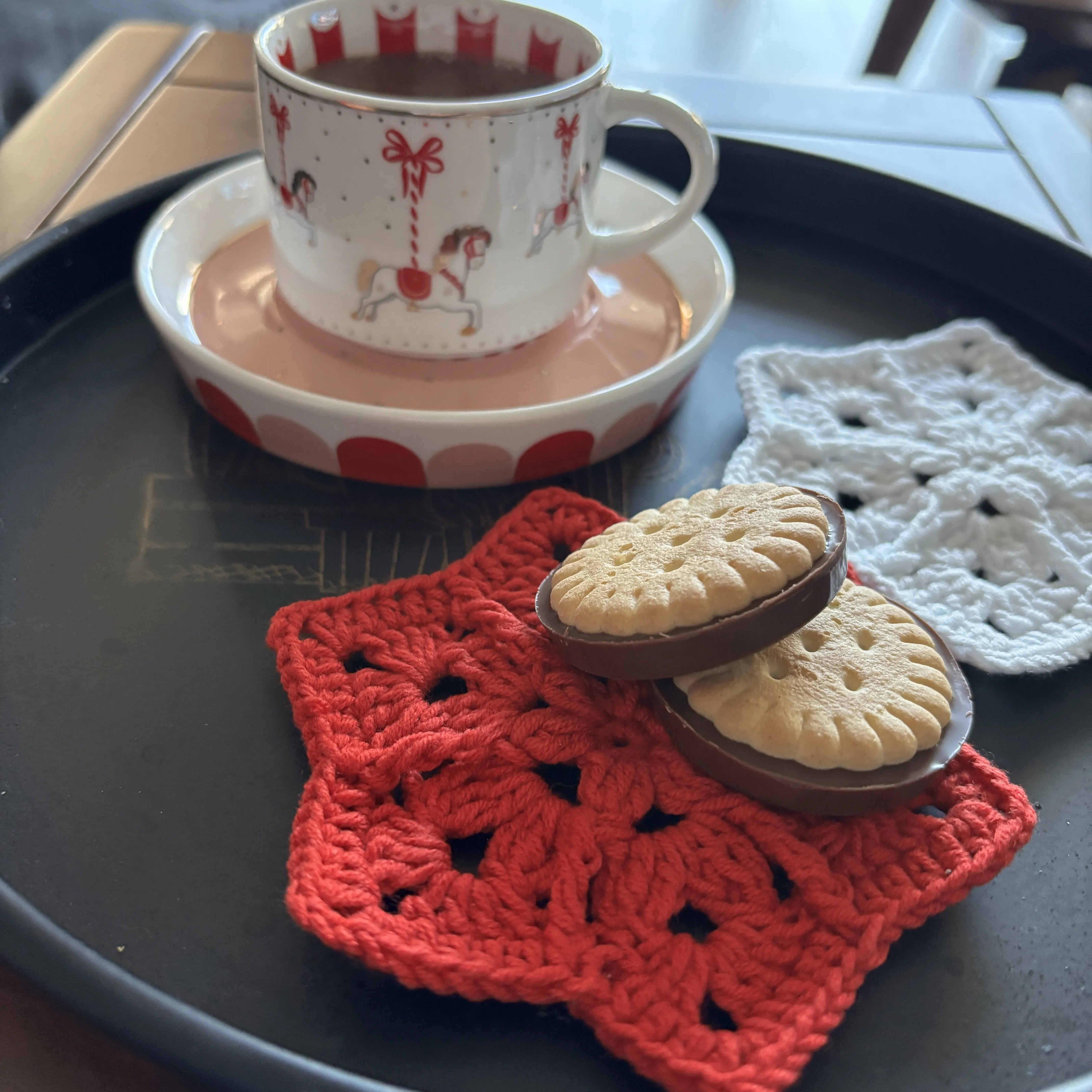 Yılbaşı Konseptli Yıldız Bardak Altlığı - Tığ İşi 2'li Set