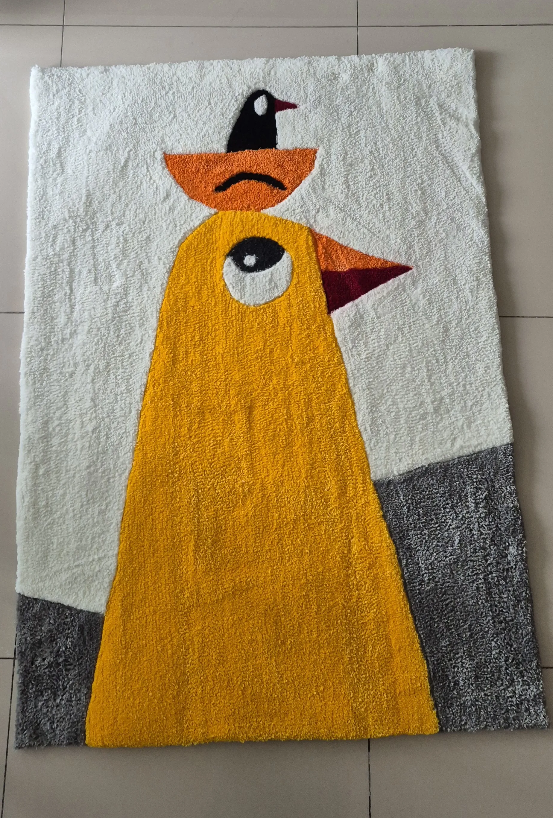 Çocuk Odası İçin Tufting Halı - Anne ve Yavru Kuş Desenli 88x122 cm