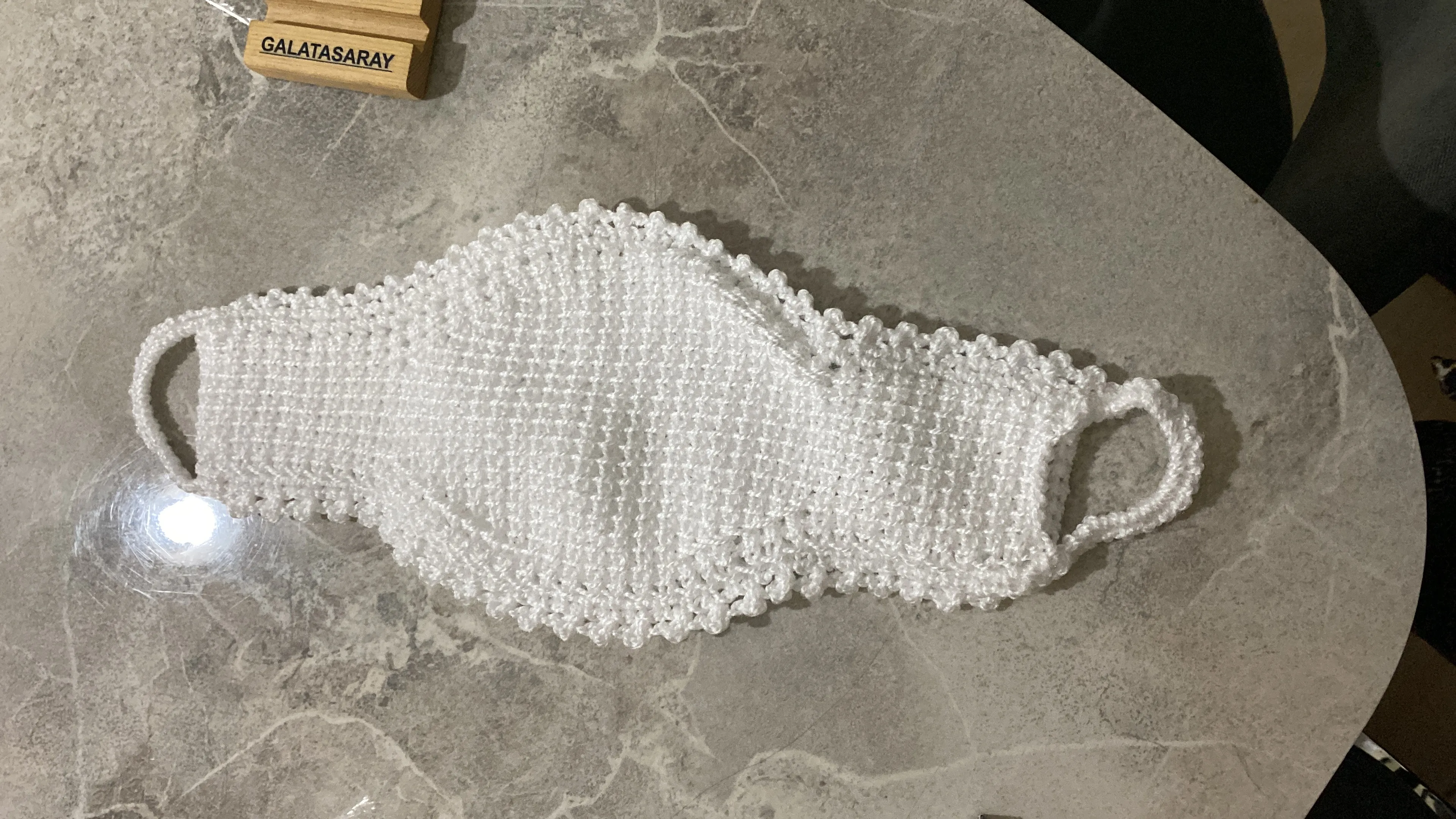 Beyaz Örgü Yüz Temizleme Kese Lifi - Sert Dokulu Cilt Bakım