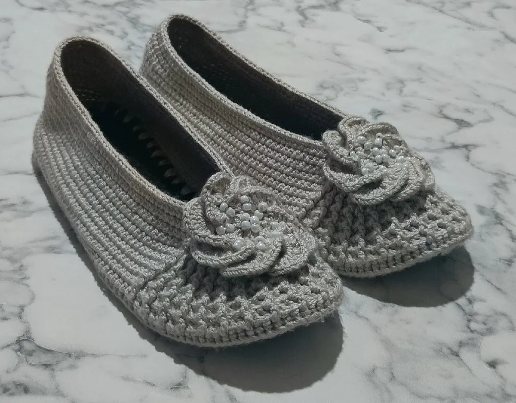 Yün Örgü Panduf Ev Ayakkabısı Kum Beji - 37-38 Numara - El Emeği