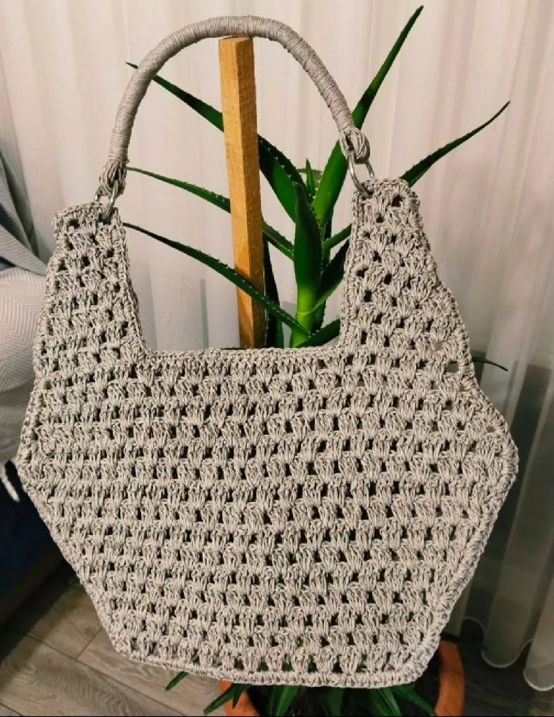 Gri Örgü Omuz Çantası - El Yapımı Şık Tasarım