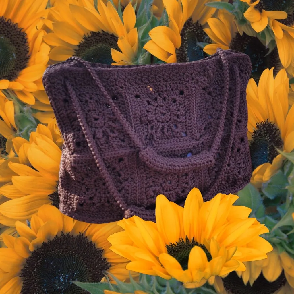 Kahverengi Motifli Örgü Çanta - El Emeği Tasarım