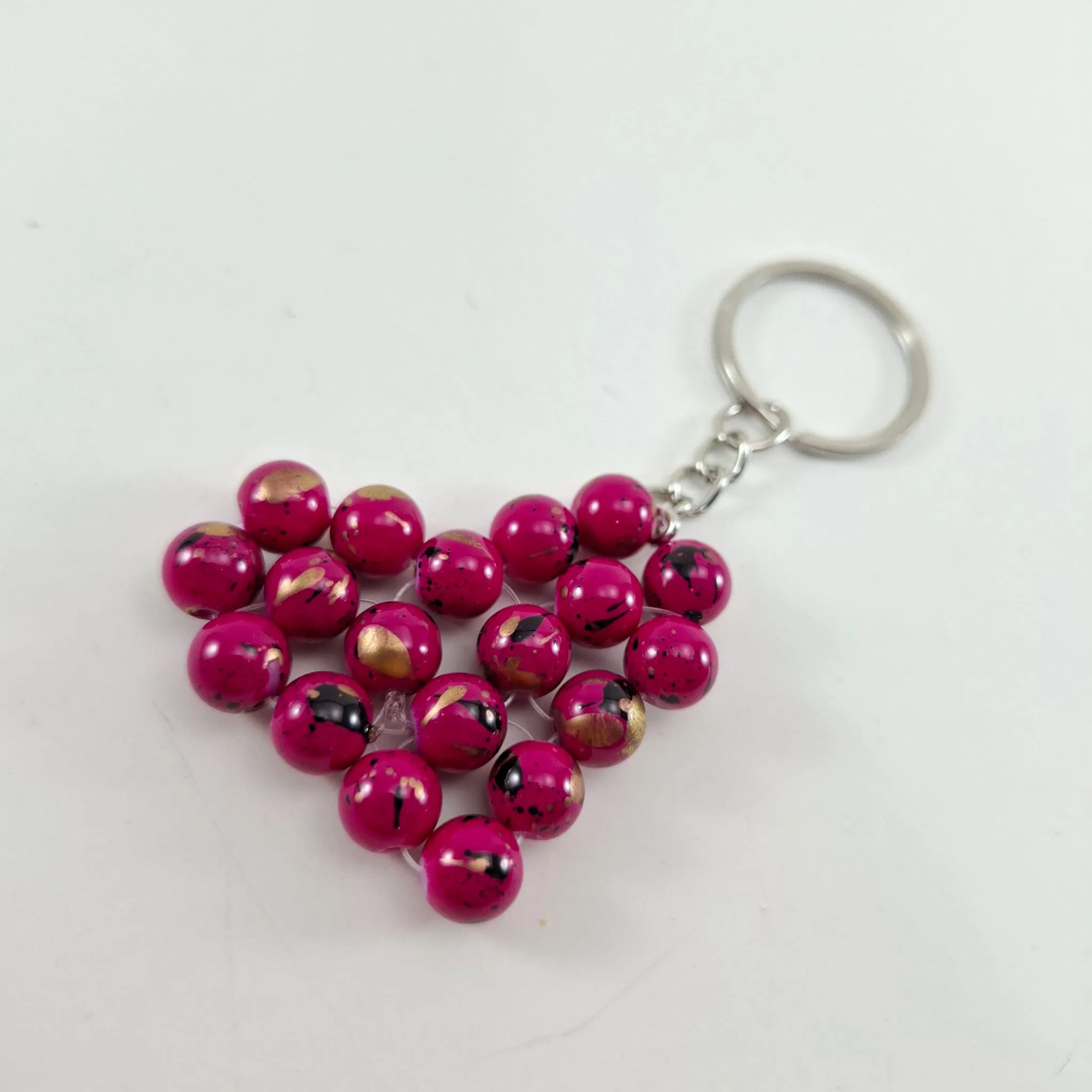 Kalp Desenli Boncuklu Anahtarlık