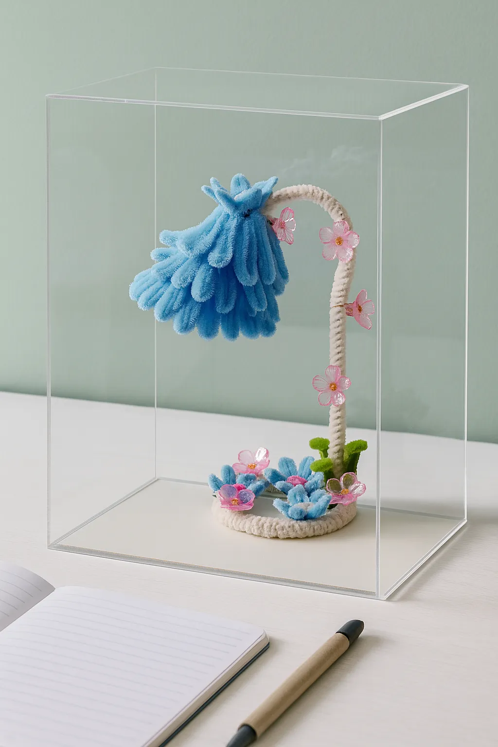 🌼 Şönil Çiçekli Mini Masa Lambası