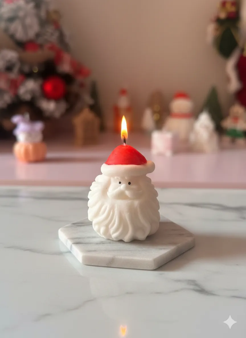 Noel Baba Kafası Şeklindeki Mum