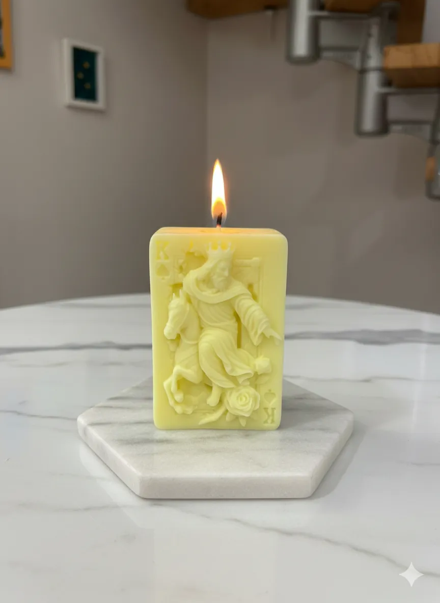 İskambil Kağıdı Kralı Şeklindeki Mum-Sarı