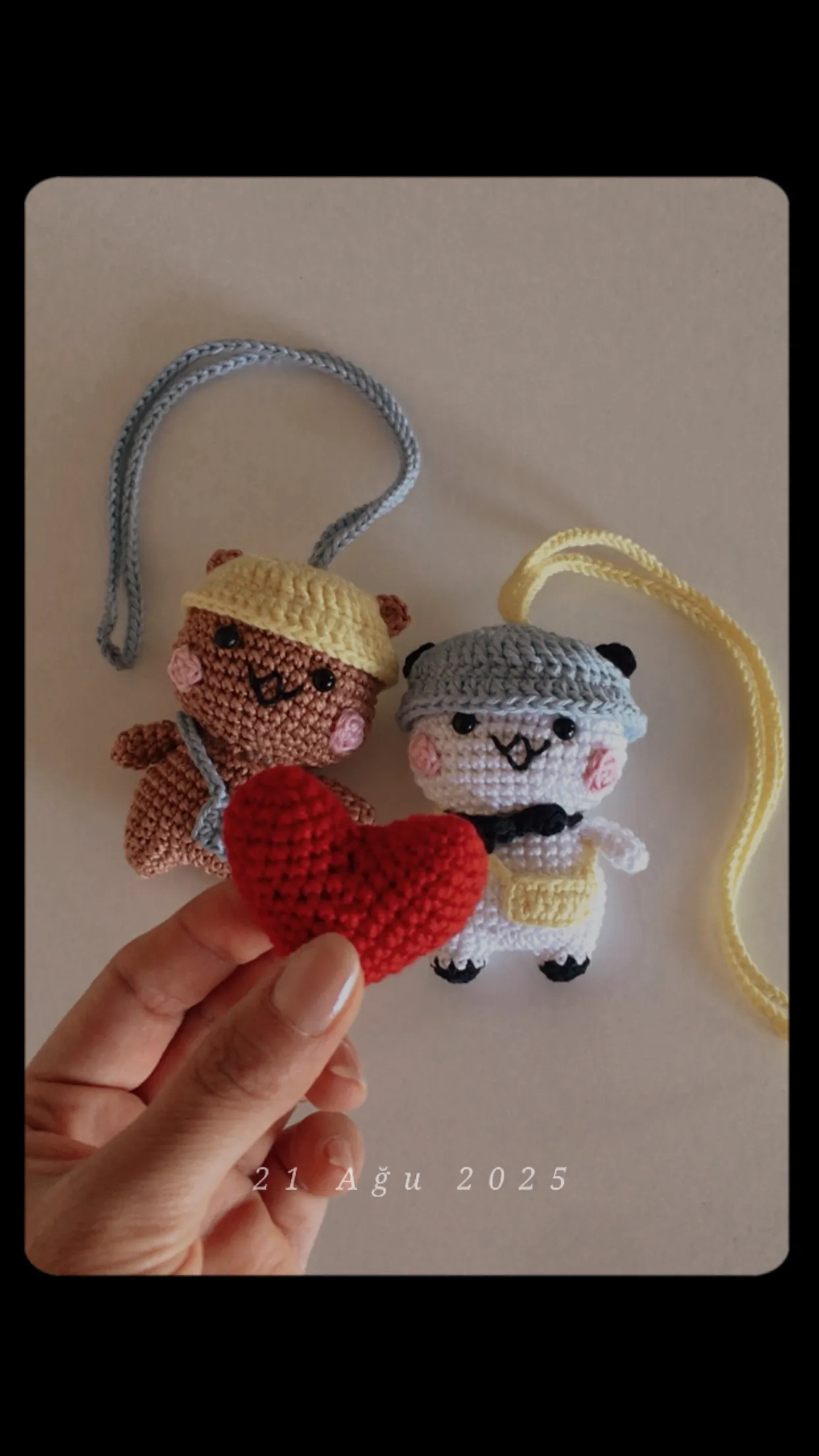 Örme Oyuncak Anahtarlık veya Ayna Süsü - Dudu & bubu Model (2 Adet)