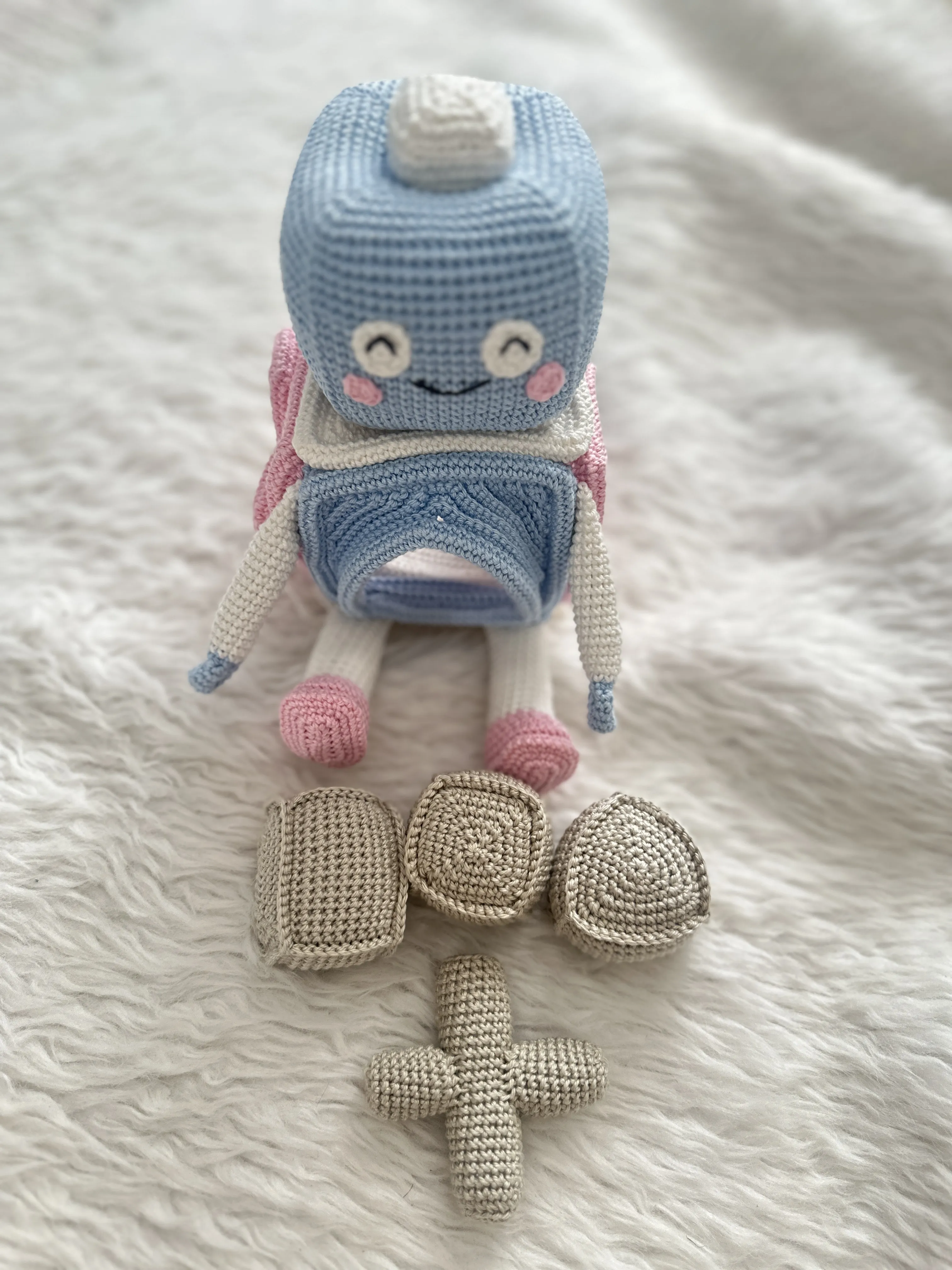 Örgü Robot Eğitici Oyuncak Bebek - El Yapımı ve Parçalı Tasarım