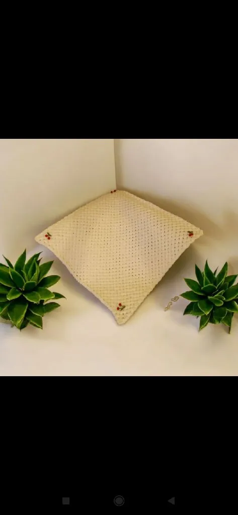 Krem Rengi Kiraz Desenli Puffy Bebek Battaniyesi 90x90 cm