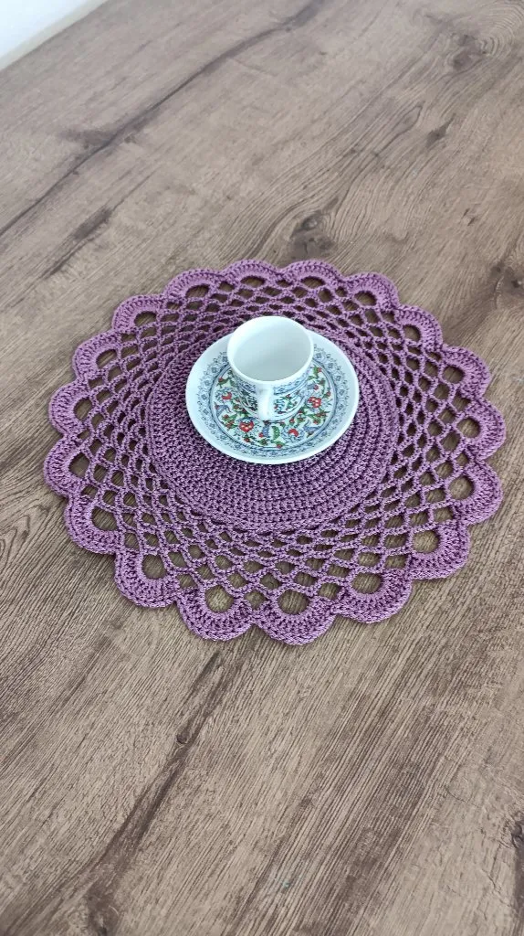 File Detaylı Mor Supla - Masa Servis Sunum Suplası (1 Adet)