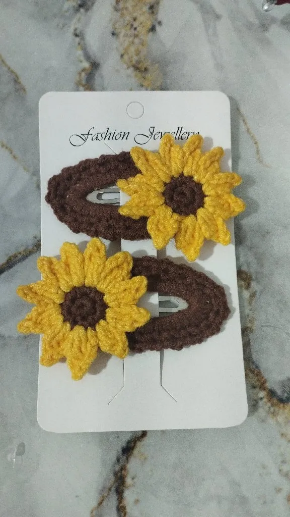 Ayçiçeği Detaylı Örgü Çıtçıt Toka – 2’li Set