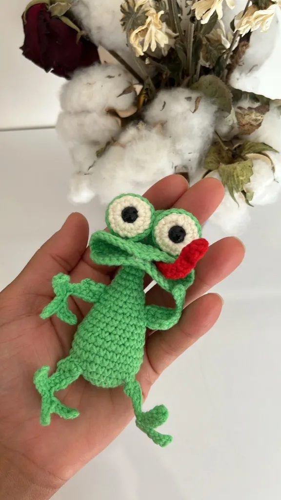 Yeşil Örgü Kurbağa Araba Dikiz Ayna Aksesuarı - El Yapımı