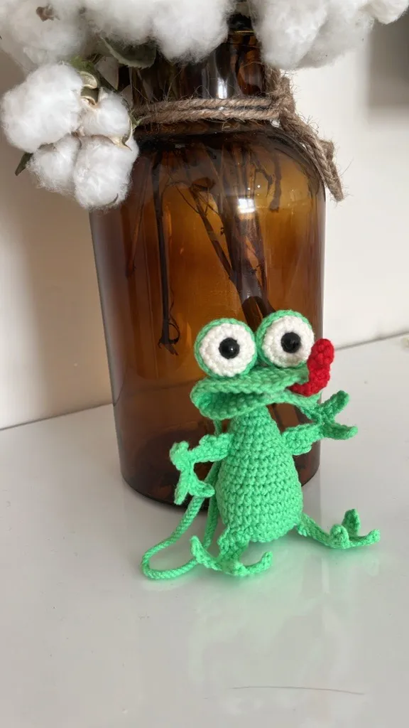 Yeşil Örgü Kurbağa Araba Dikiz Ayna Aksesuarı - El Yapımı